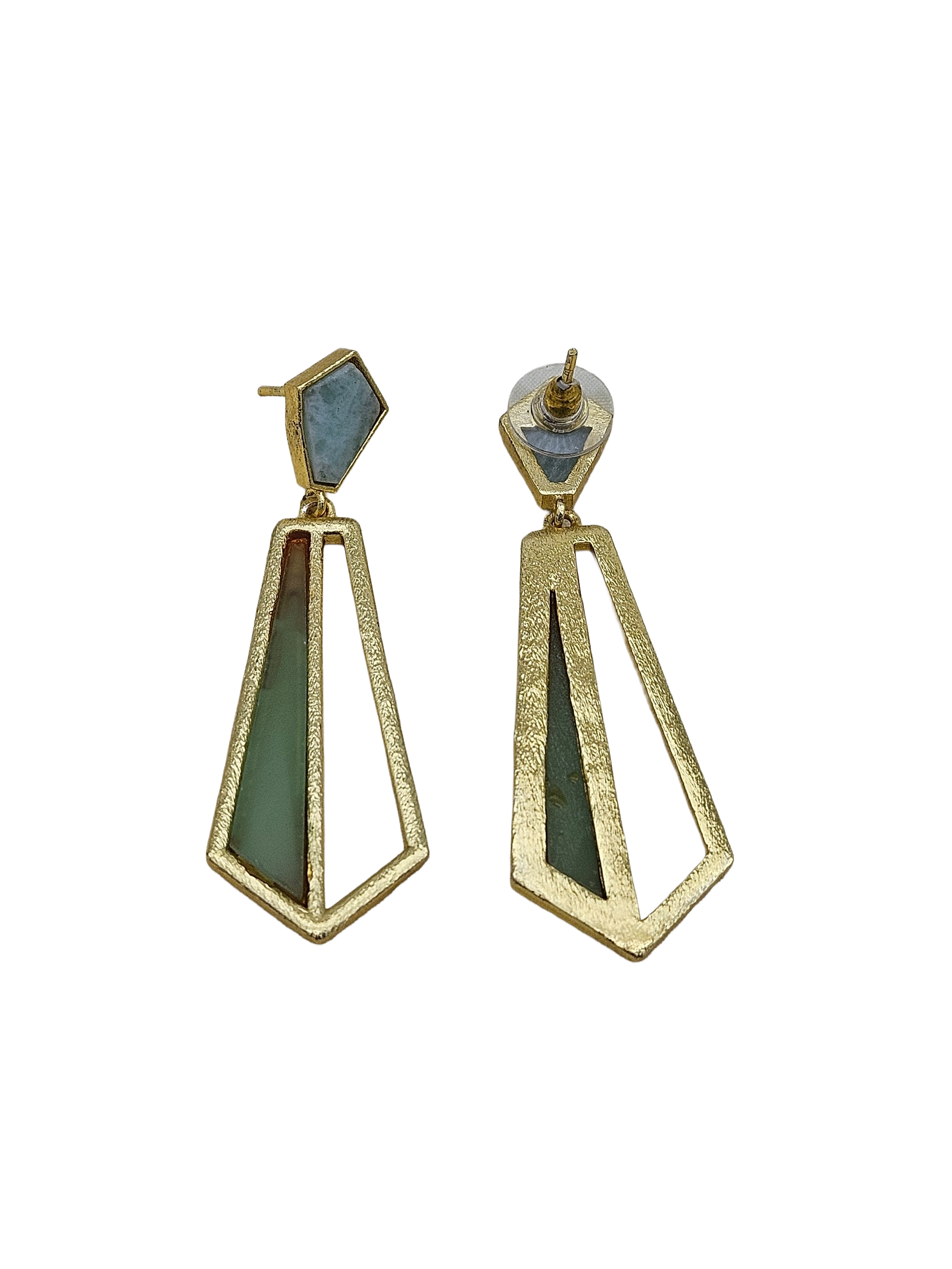 Fascinating Gold plated Amazonite-Aquamarine Stone Matte finish designer Light weight Earrings