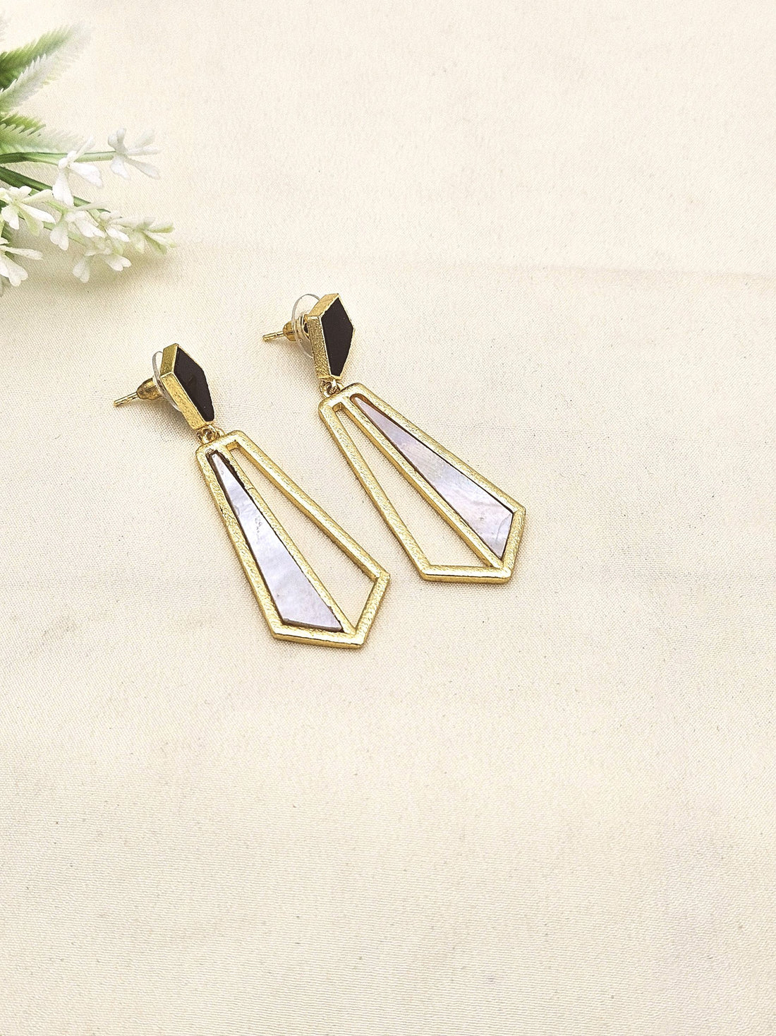 Fascinating Gold plated Amazonite-Aquamarine Stone Matte finish designer Light weight Earrings