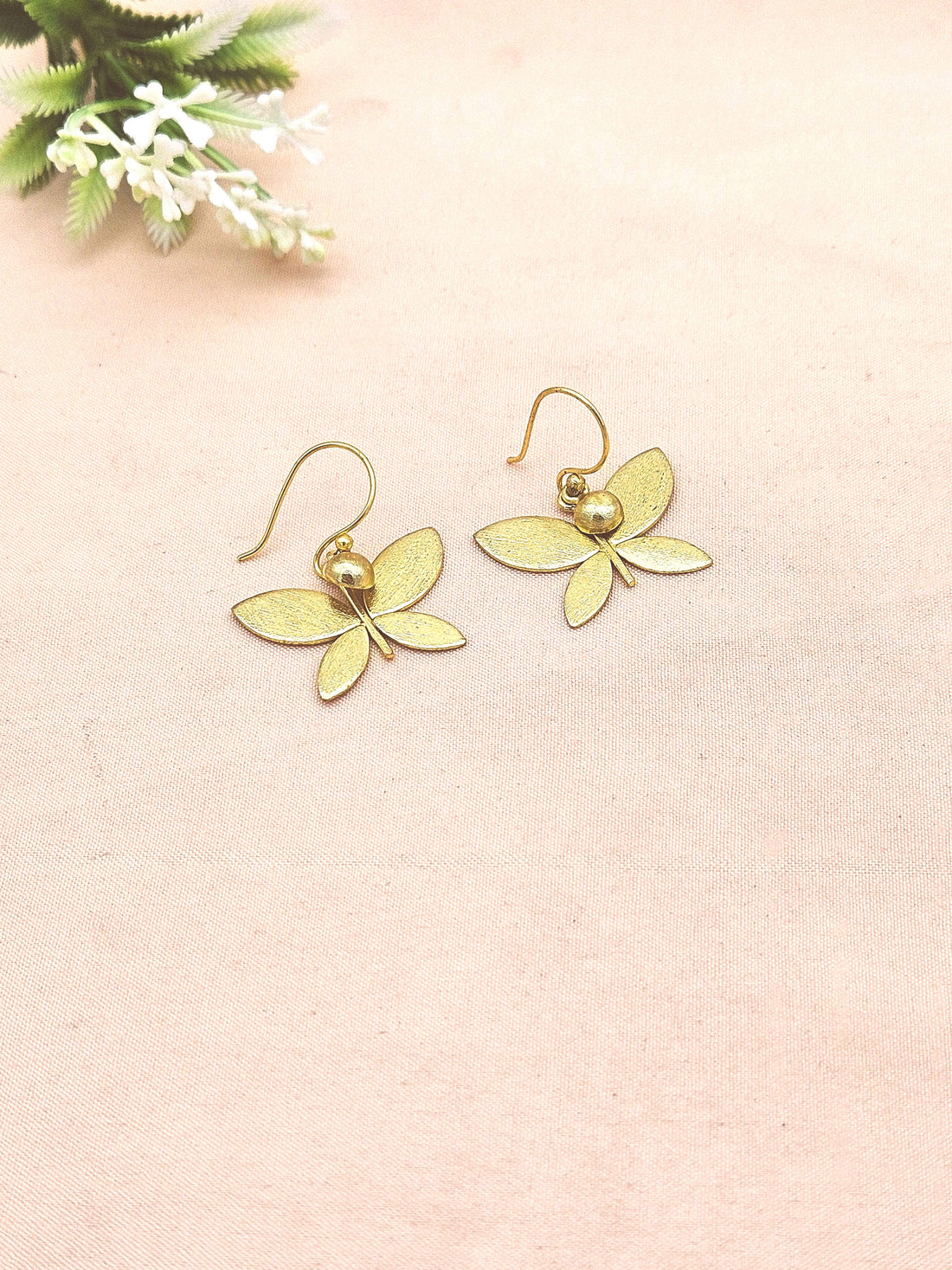 Gold Plated Fly Designer Dangle Earrings | Handcrafted Lightweight Drop Earrings for Women