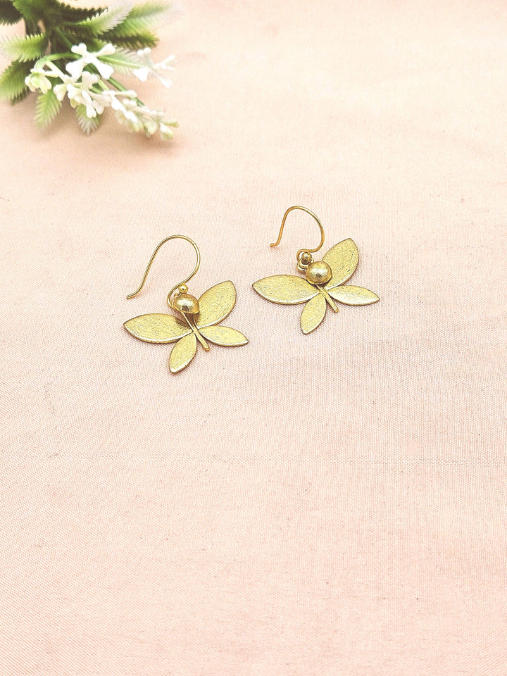 Gold Plated Fly Designer Dangle Earrings | Handcrafted Lightweight Drop Earrings for Women