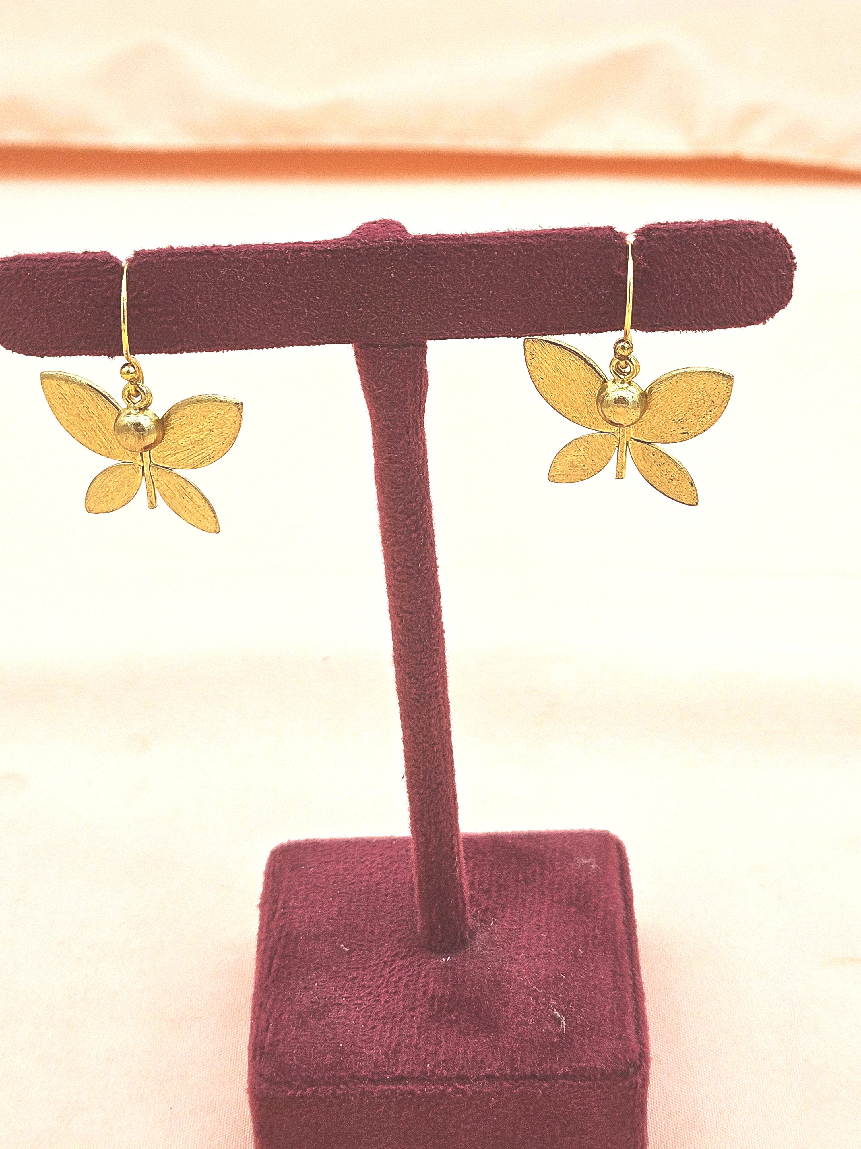 Gold Plated Fly Designer Dangle Earrings | Handcrafted Lightweight Drop Earrings for Women