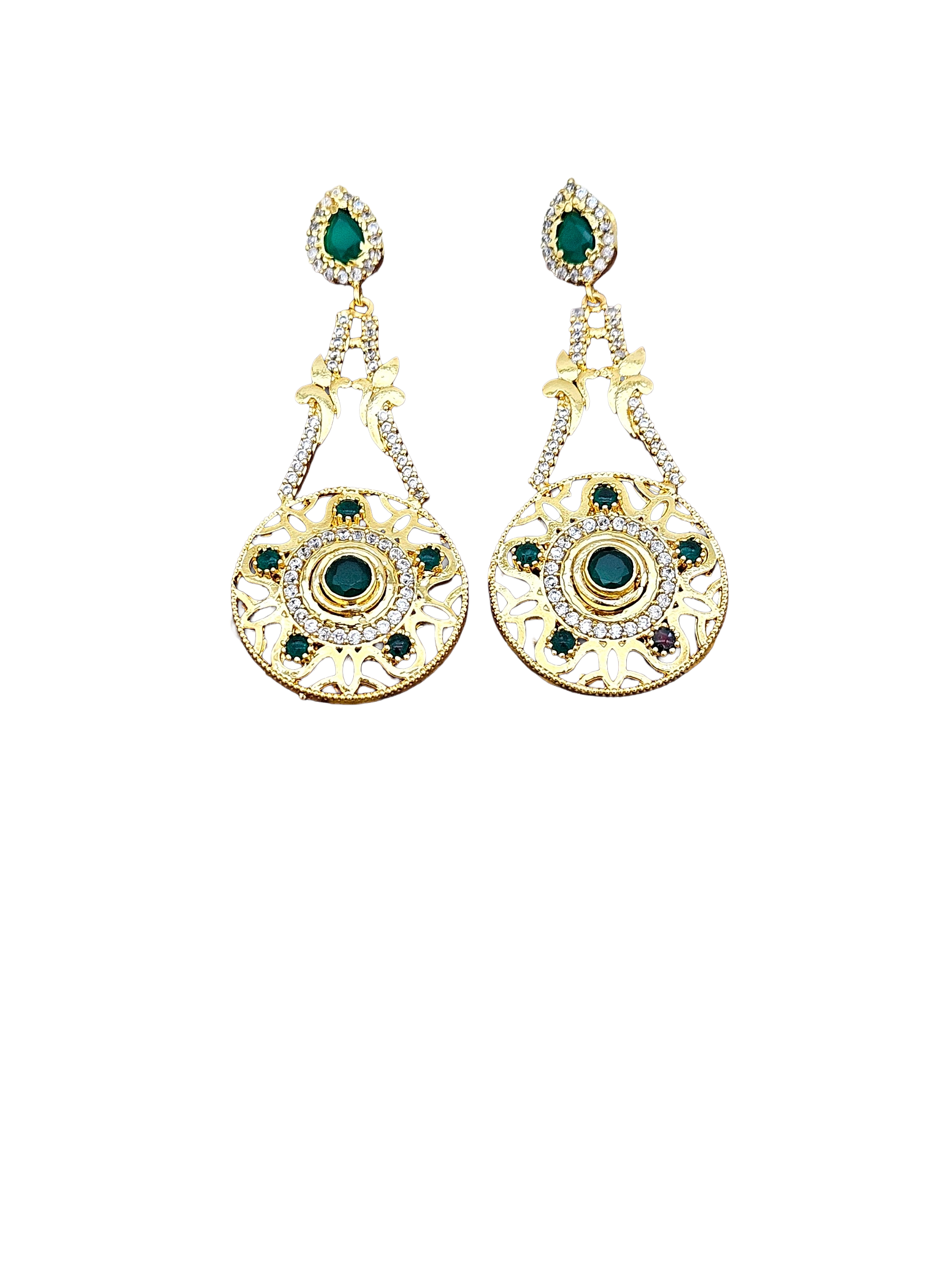 Awesome Gold plated Cubic Zirconia-Green Hydro Quartz Designer Party wear Earring