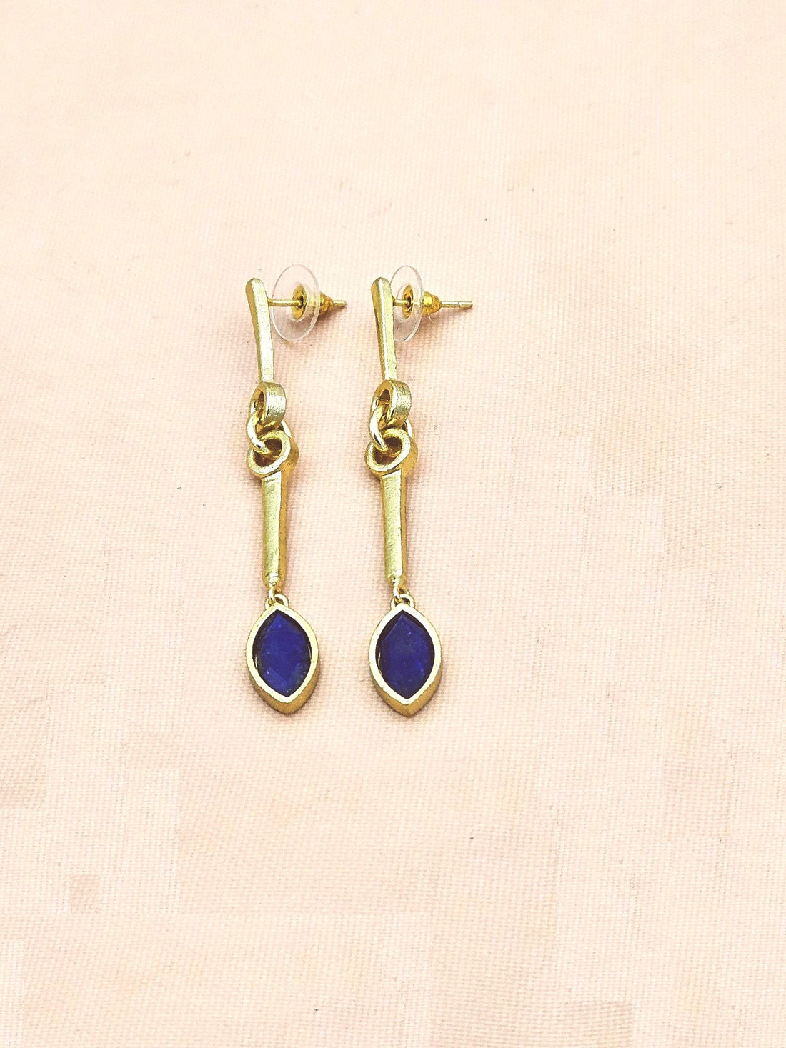 Elegant Handcrafted Lapis Stone Long Dangle Earrings – Gold Plated Fashion Jewelry