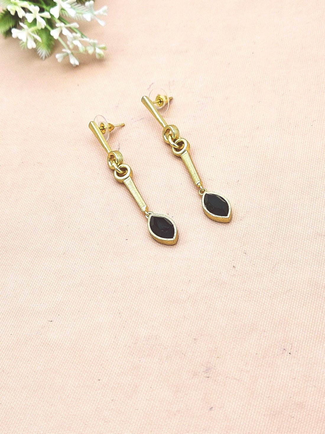 Designer Green Onyx Stone Long Dangle Earrings – Elegant Handcrafted Gold Plated Jewelry