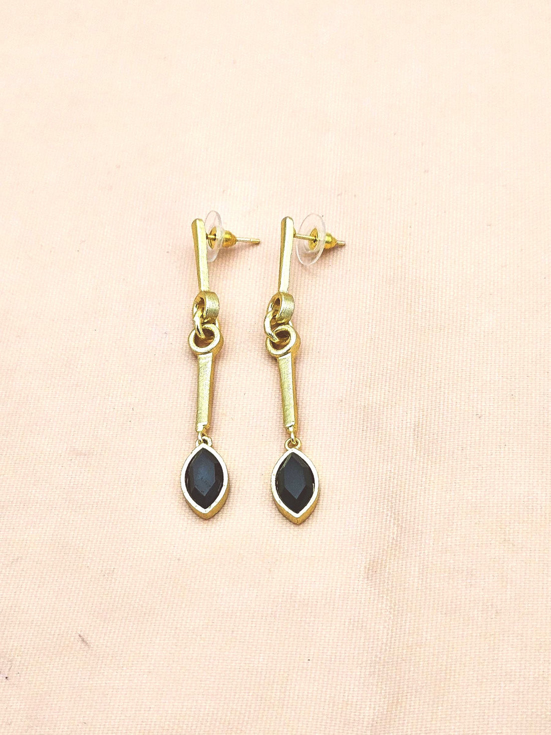 Designer Green Onyx Stone Long Dangle Earrings – Elegant Handcrafted Gold Plated Jewelry