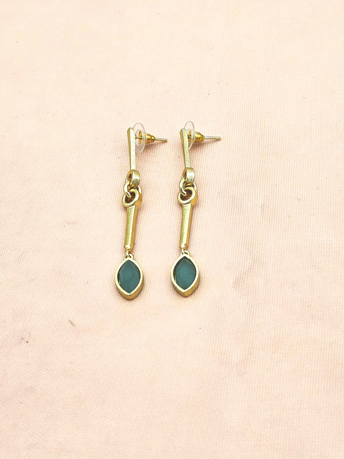 Designer Green Chalcedony Stone Long Dangle Earrings – Elegant Handcrafted Gold Plated Jewelry