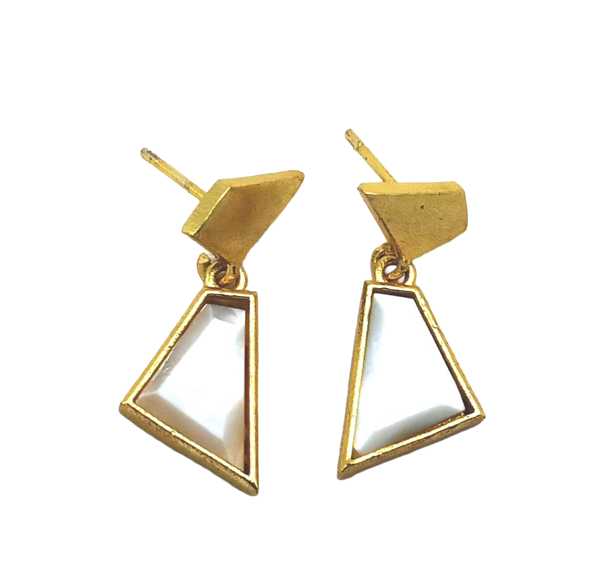 Charming Handcrafted Gold Plated MOP Geometric Designer Lightweight Dangle Earrings