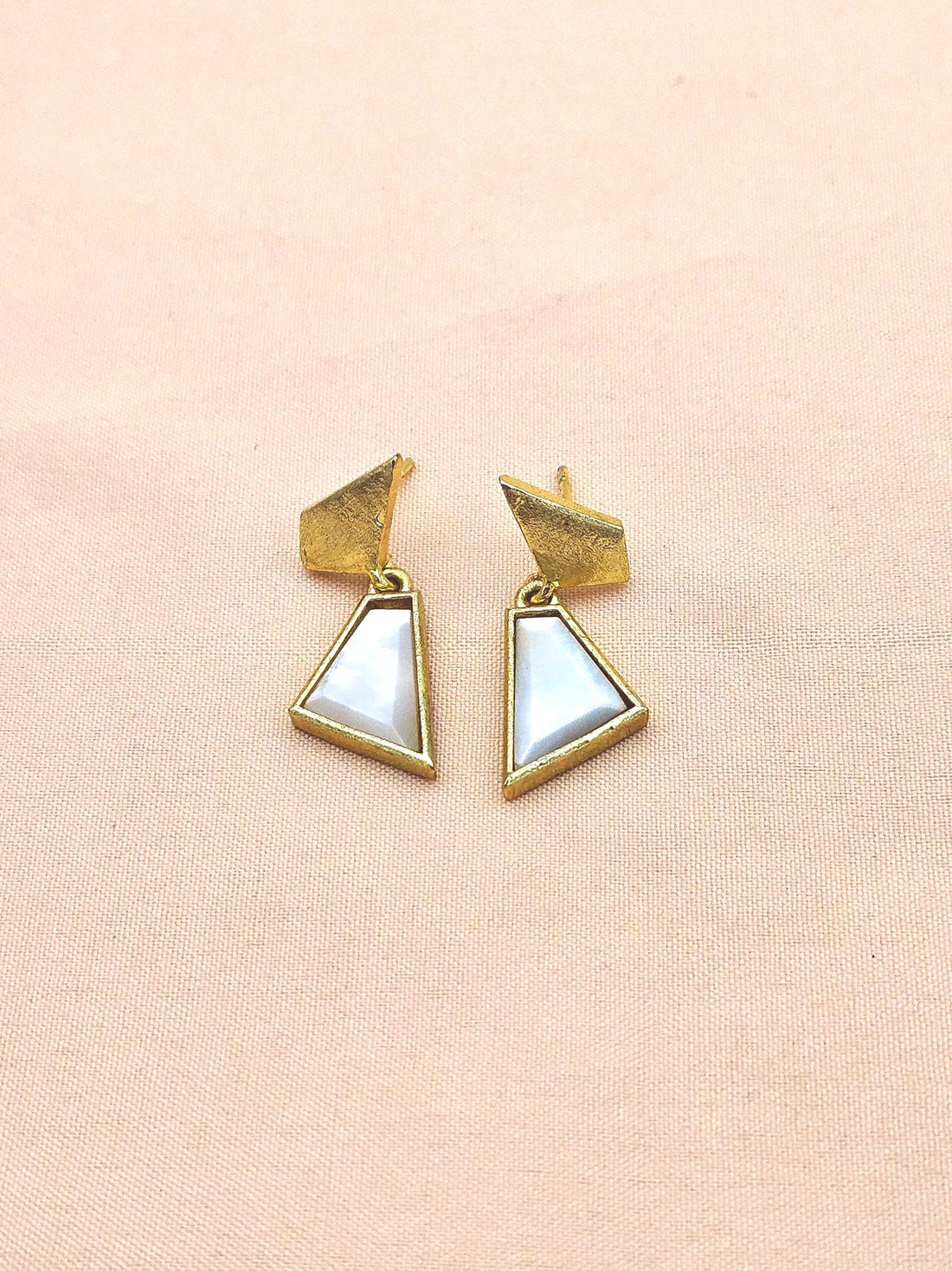 Charming Handcrafted Gold Plated MOP Geometric Designer Lightweight Dangle Earrings