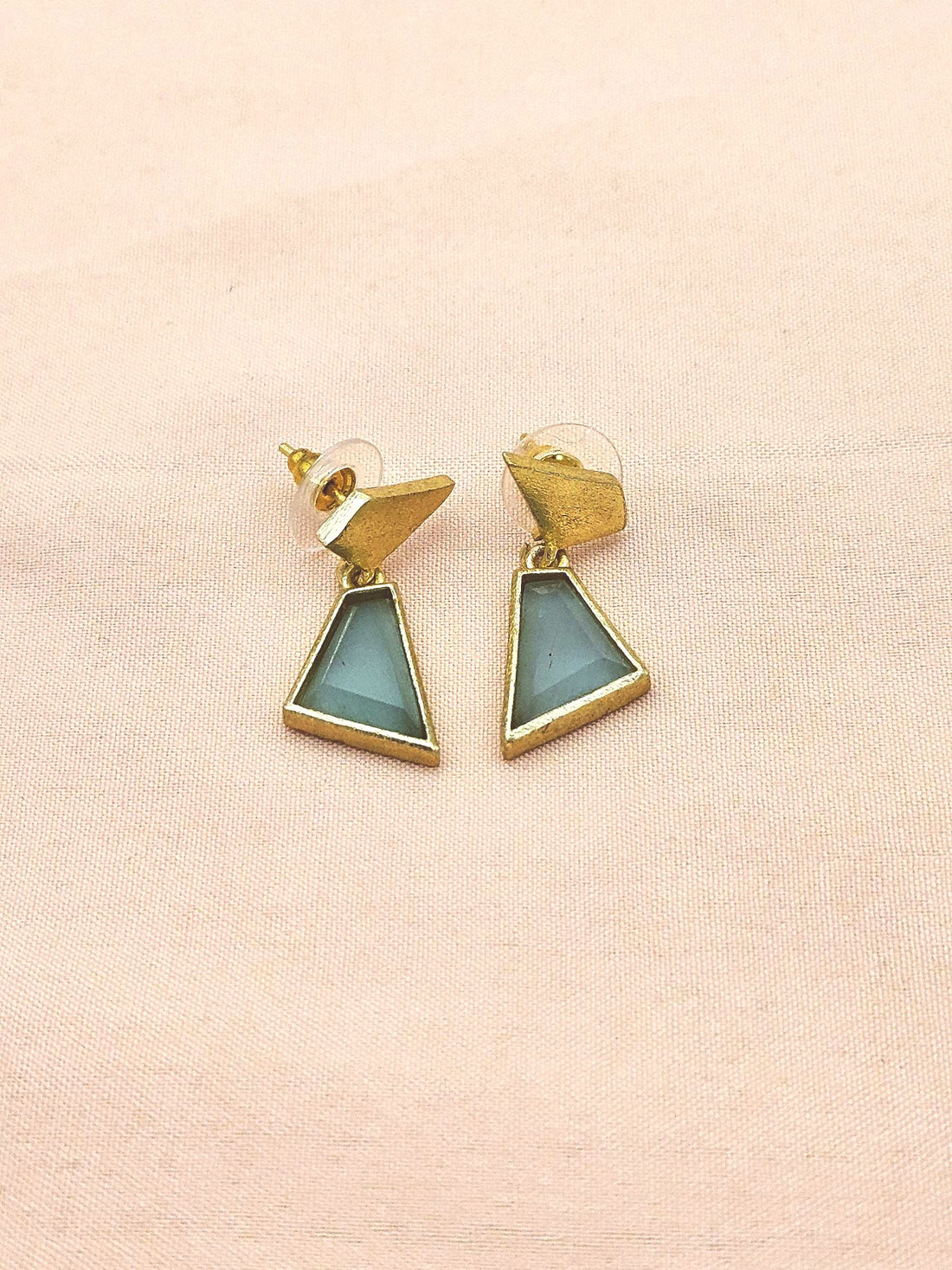 Trendy Geometric Aquamarine Gold Plated Handcrafted Designer Earrings for Women
