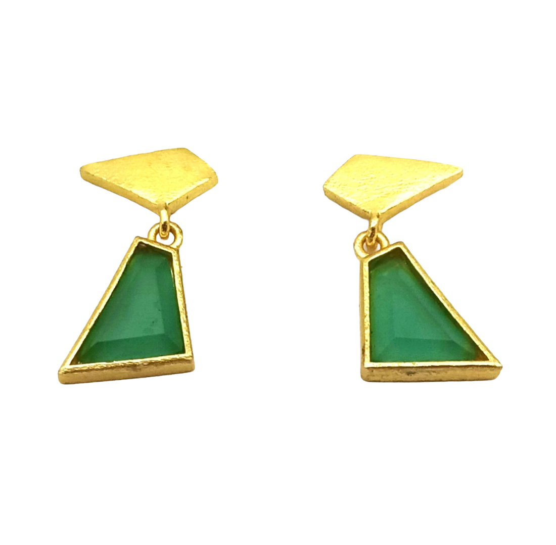 Trendy Geometric Aquamarine Gold Plated Handcrafted Designer Earrings for Women