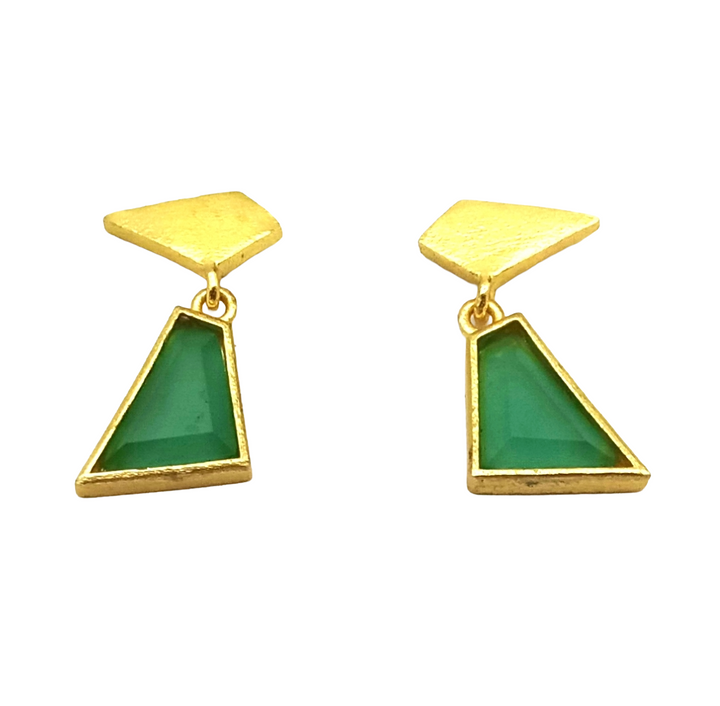 Trendy Geometric Aquamarine Gold Plated Handcrafted Designer Earrings for Women