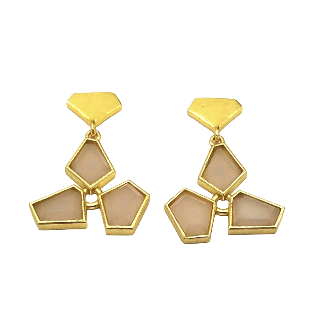 Elegant Gold Plated Rose Quartz Geometric Drop Earrings for Women
