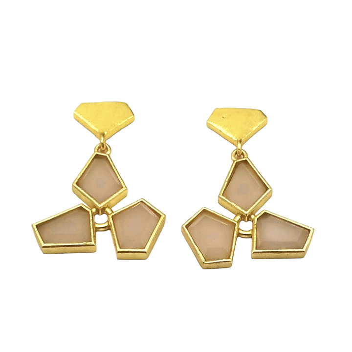 Elegant Gold Plated Rose Quartz Geometric Drop Earrings for Women