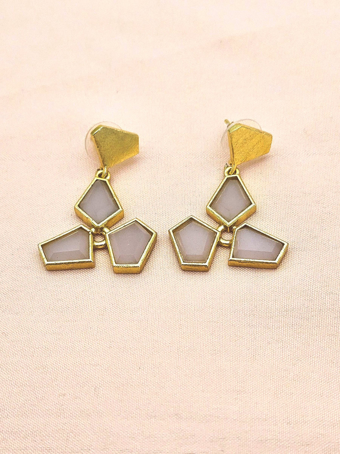Elegant Gold Plated Rose Quartz Geometric Drop Earrings for Women