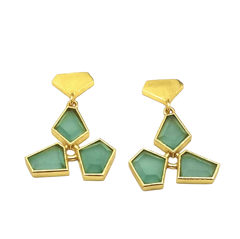 Trendy Geometric Aquamarine Gold Plated Fashion Earrings for Women