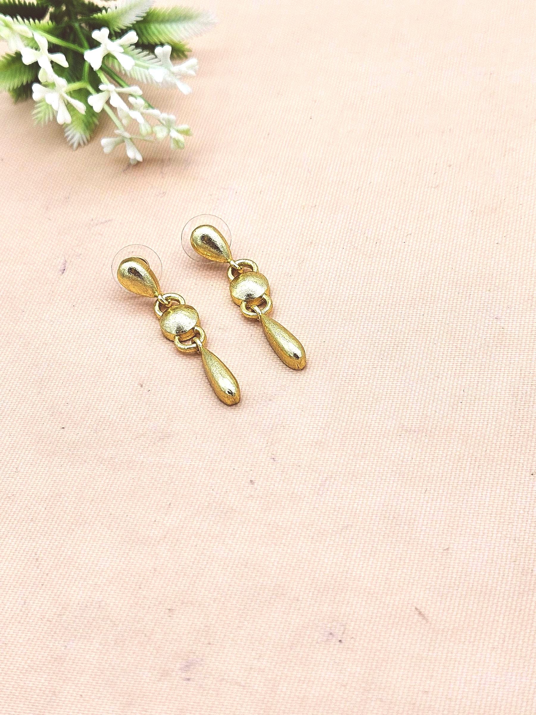 Handcrafted Gold Plated Plain Designer Long Dangle Earrings – Elegant Jewelry for Women