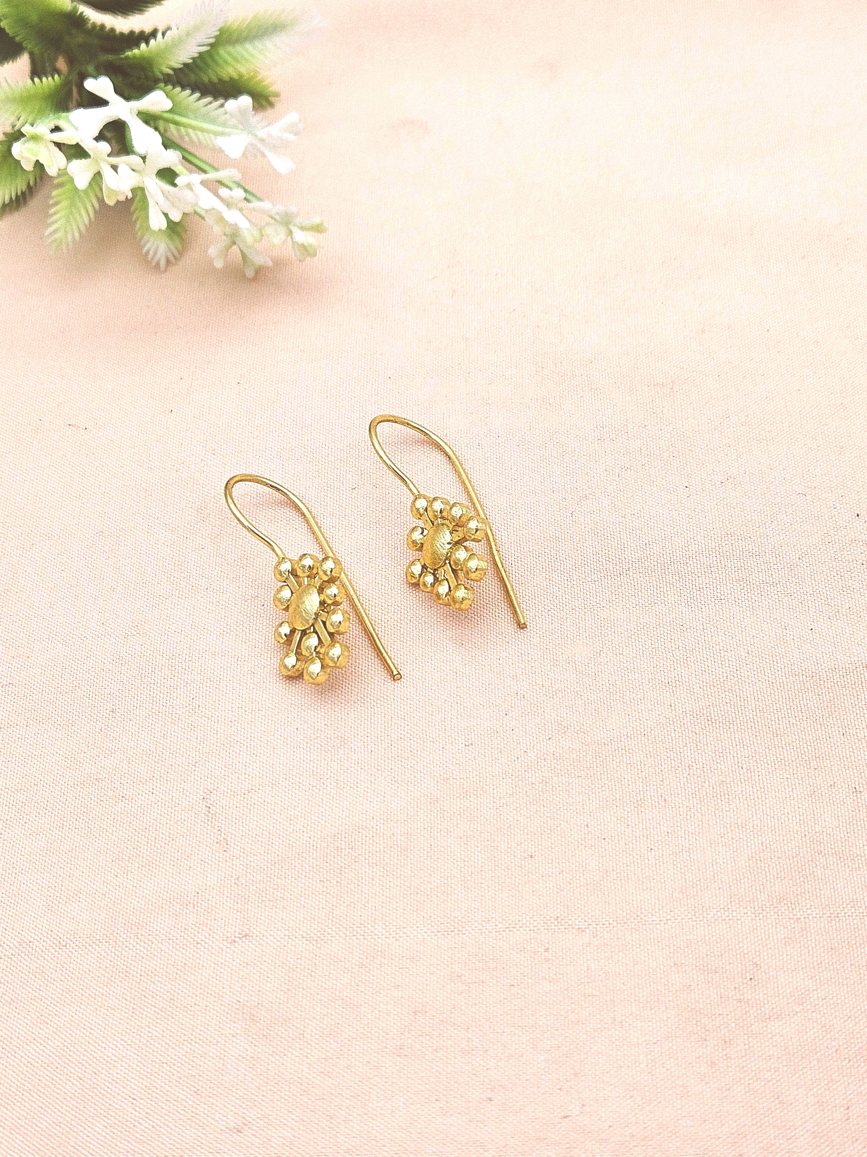 Lightweight Gold Plated Drop Earrings | Handcrafted Designer Fashion Earrings for Women