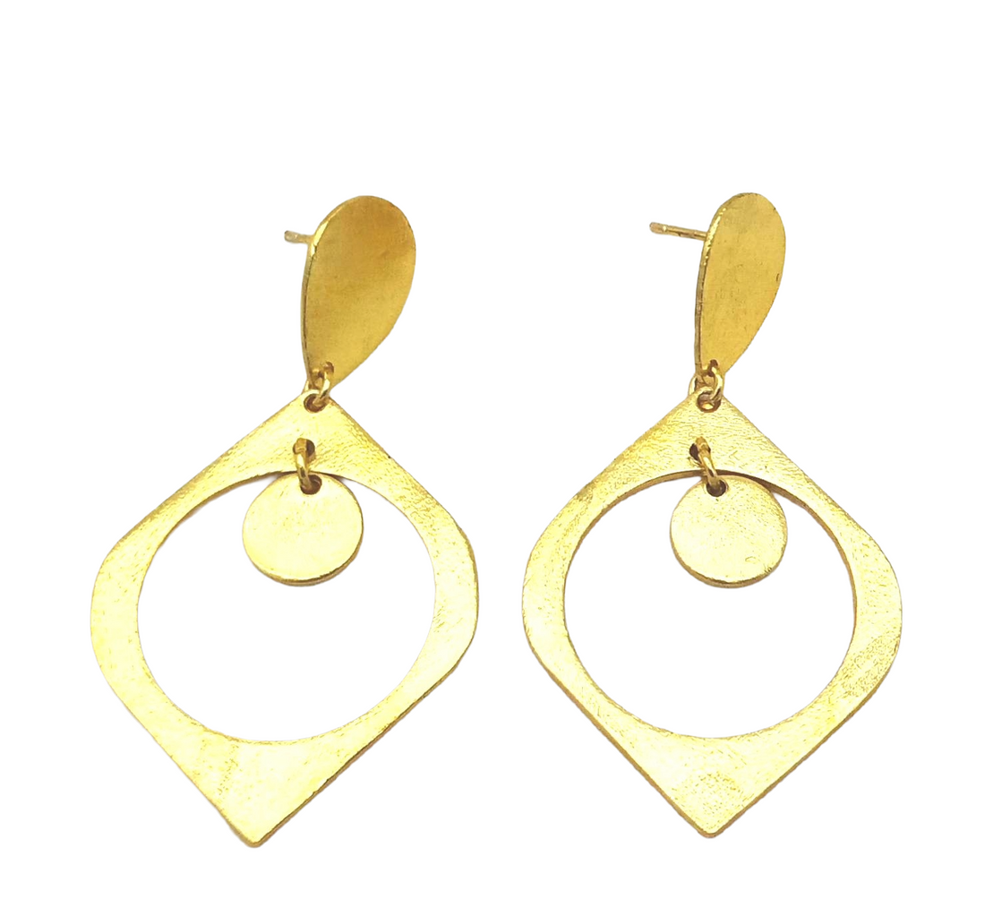 Handcrafted Gold Plated Plain Designer Dangle Earrings – Elegant Jewelry for Women