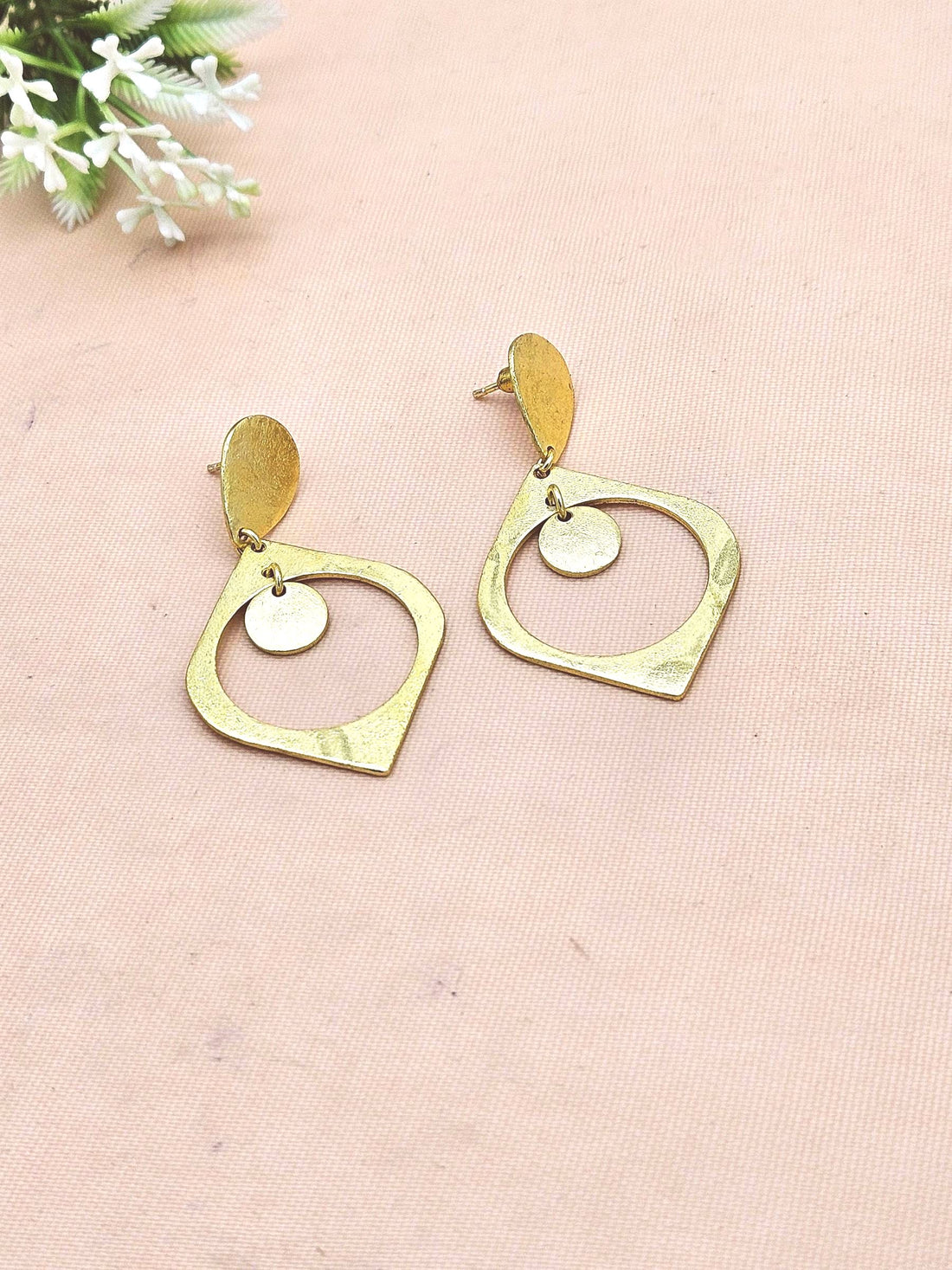 Handcrafted Gold Plated Plain Designer Dangle Earrings – Elegant Jewelry for Women
