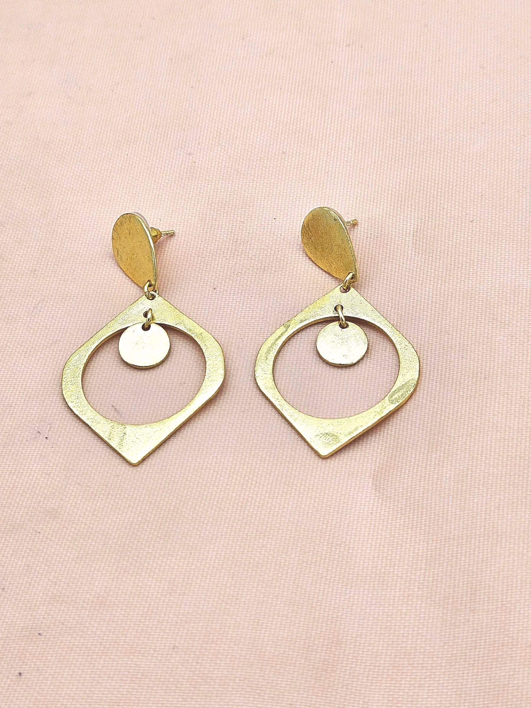 Handcrafted Gold Plated Plain Designer Dangle Earrings – Elegant Jewelry for Women