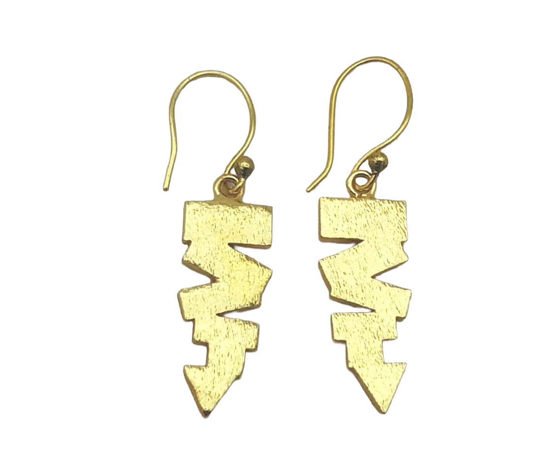 Stylish Gold Plated Zig Zag Designer Drop Earrings – Handmade Jewelry