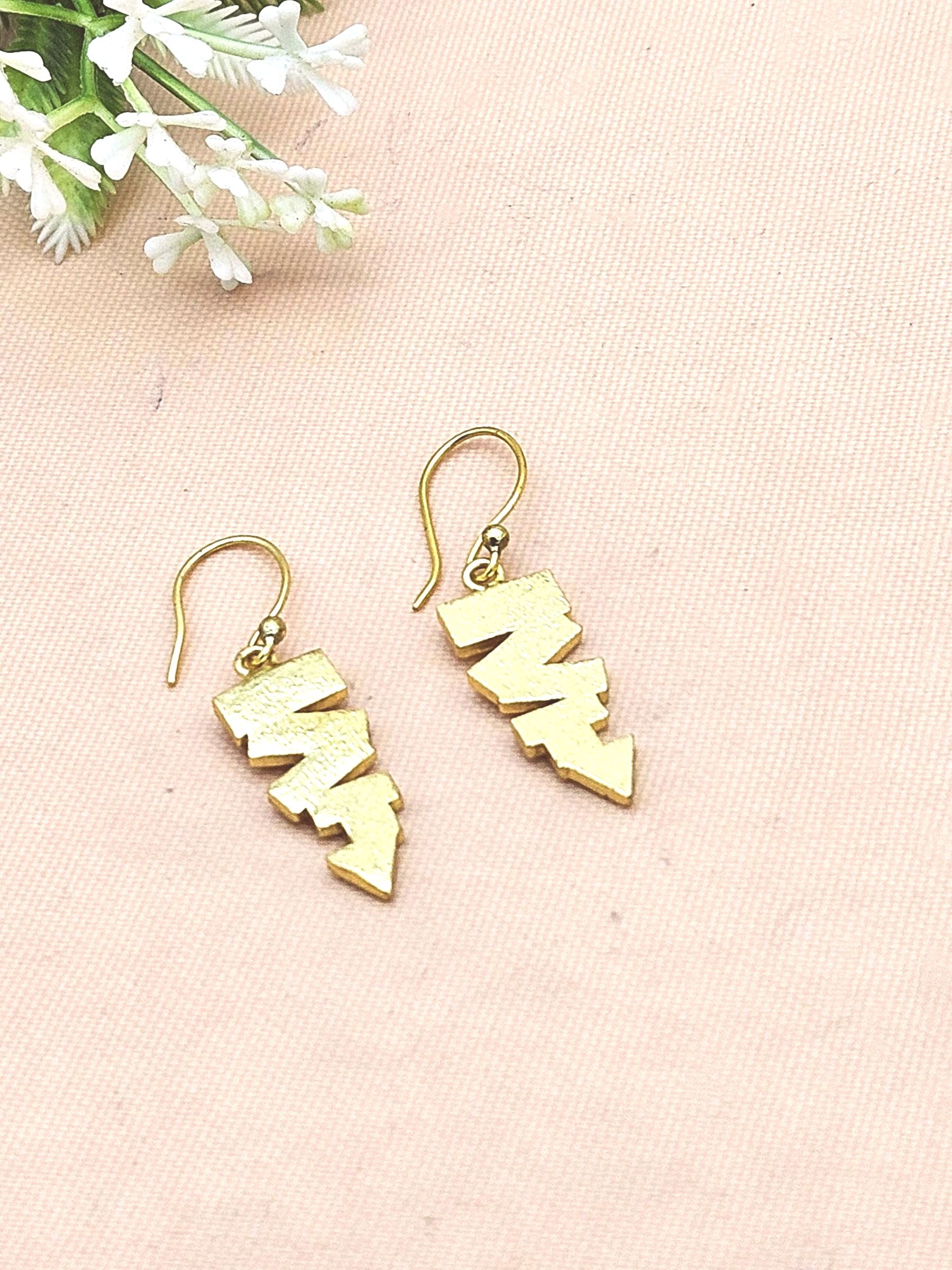 Stylish Gold Plated Zig Zag Designer Drop Earrings – Handmade Jewelry