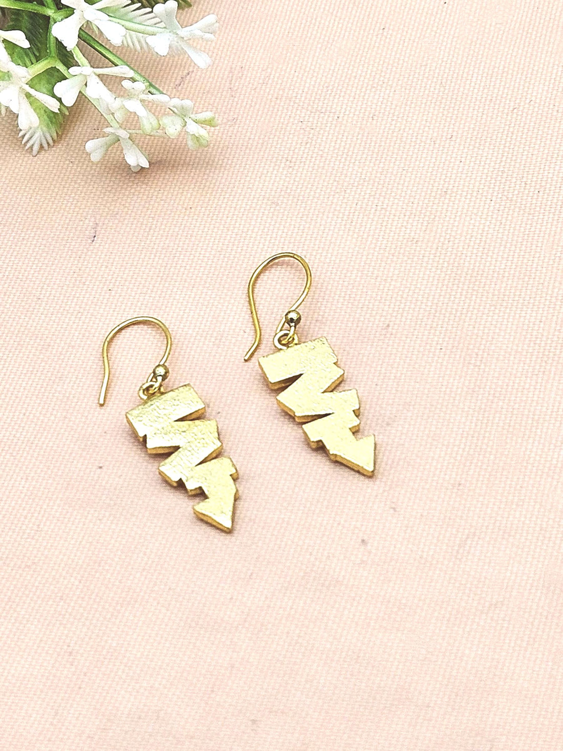 Stylish Gold Plated Zig Zag Designer Drop Earrings – Handmade Jewelry
