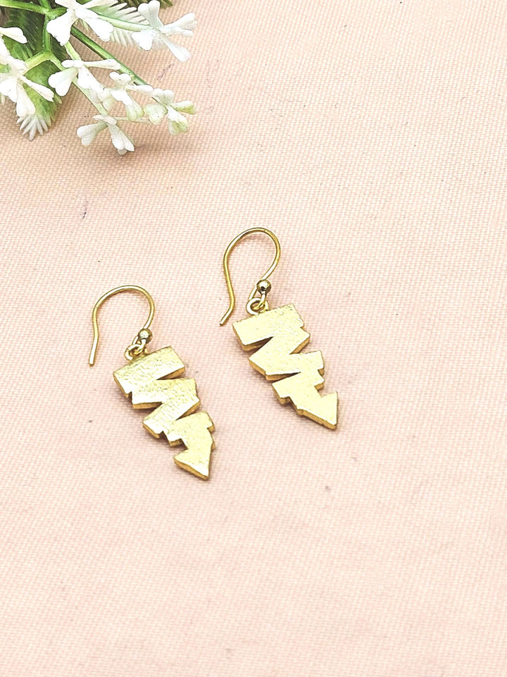 Stylish Gold Plated Zig Zag Designer Drop Earrings – Handmade Jewelry