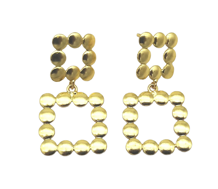 Stylish Gold Plated Geometric Designer Drop Earrings – Handmade Jewelry