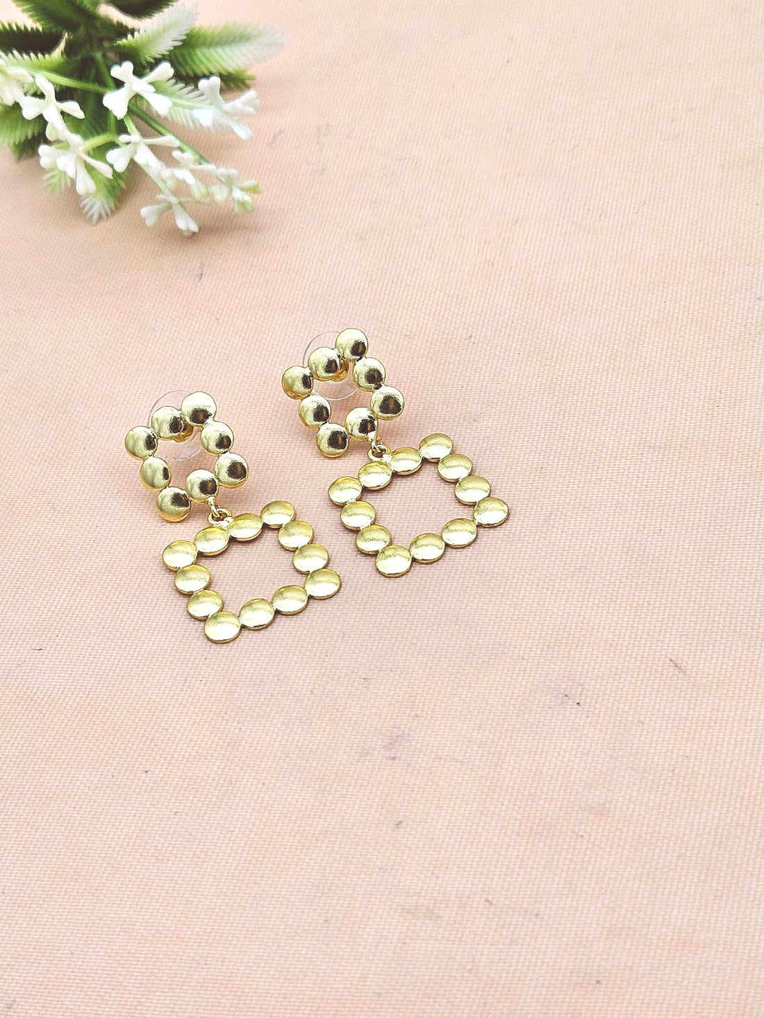 Stylish Gold Plated Geometric Designer Drop Earrings – Handmade Jewelry