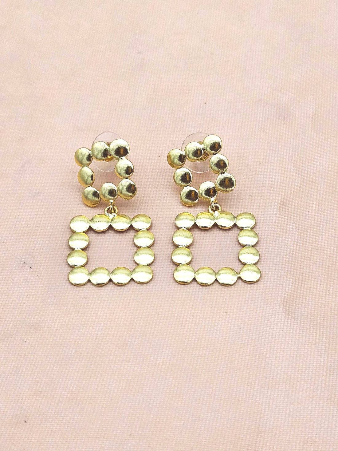 Stylish Gold Plated Geometric Designer Drop Earrings – Handmade Jewelry