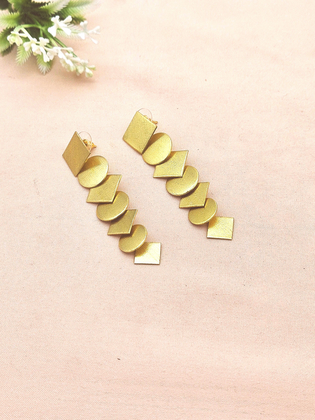 Handcrafted Gold Plated Chips Designer Long Dangle Earrings for Women | Elegant Drop Fashion Jewelry Gift