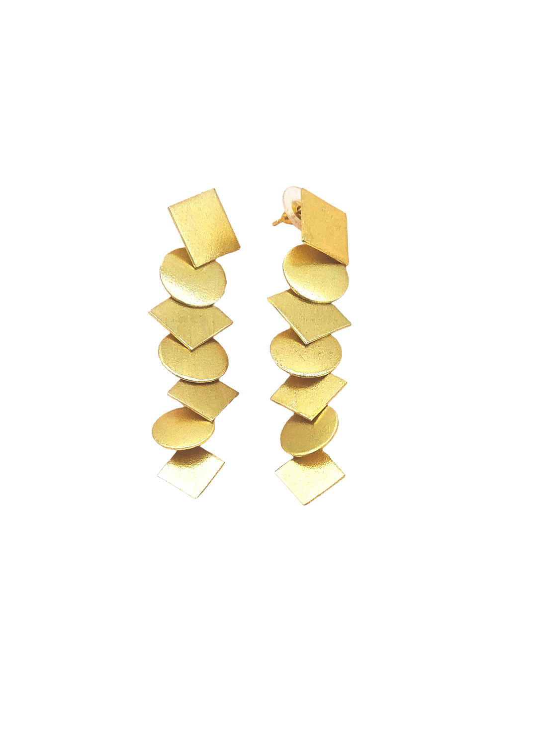 Handcrafted Gold Plated Chips Designer Long Dangle Earrings for Women | Elegant Drop Fashion Jewelry Gift