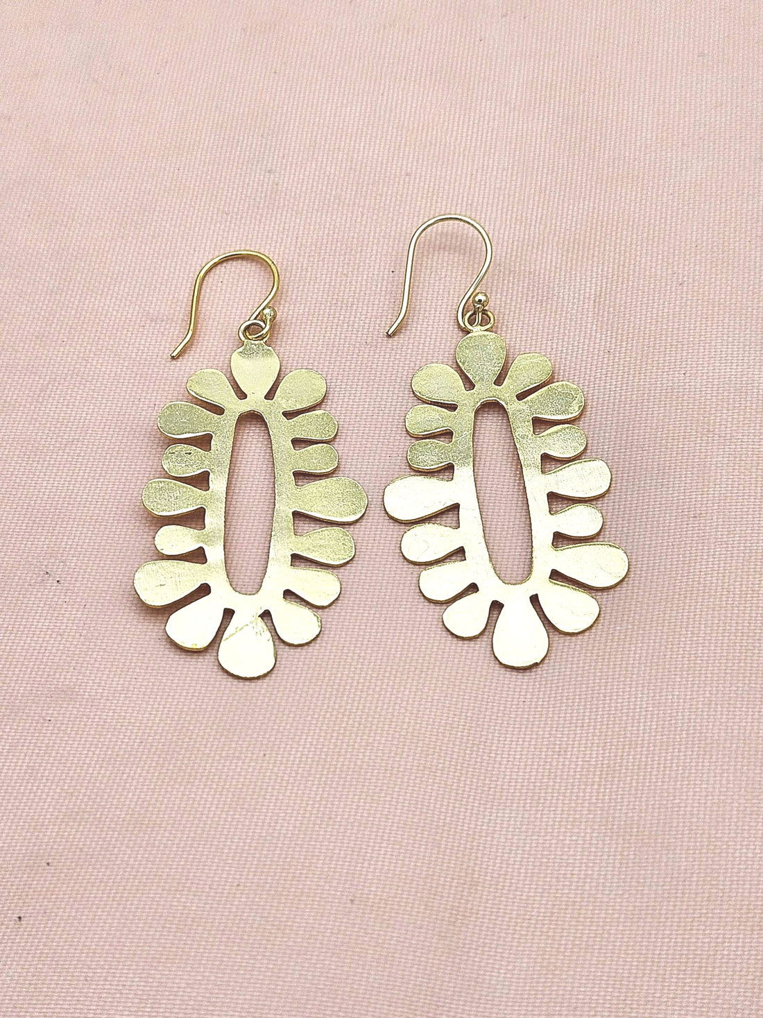 Contemporary Handmade Gold Plated Plain Statement Leaf Designer Drop Earrings