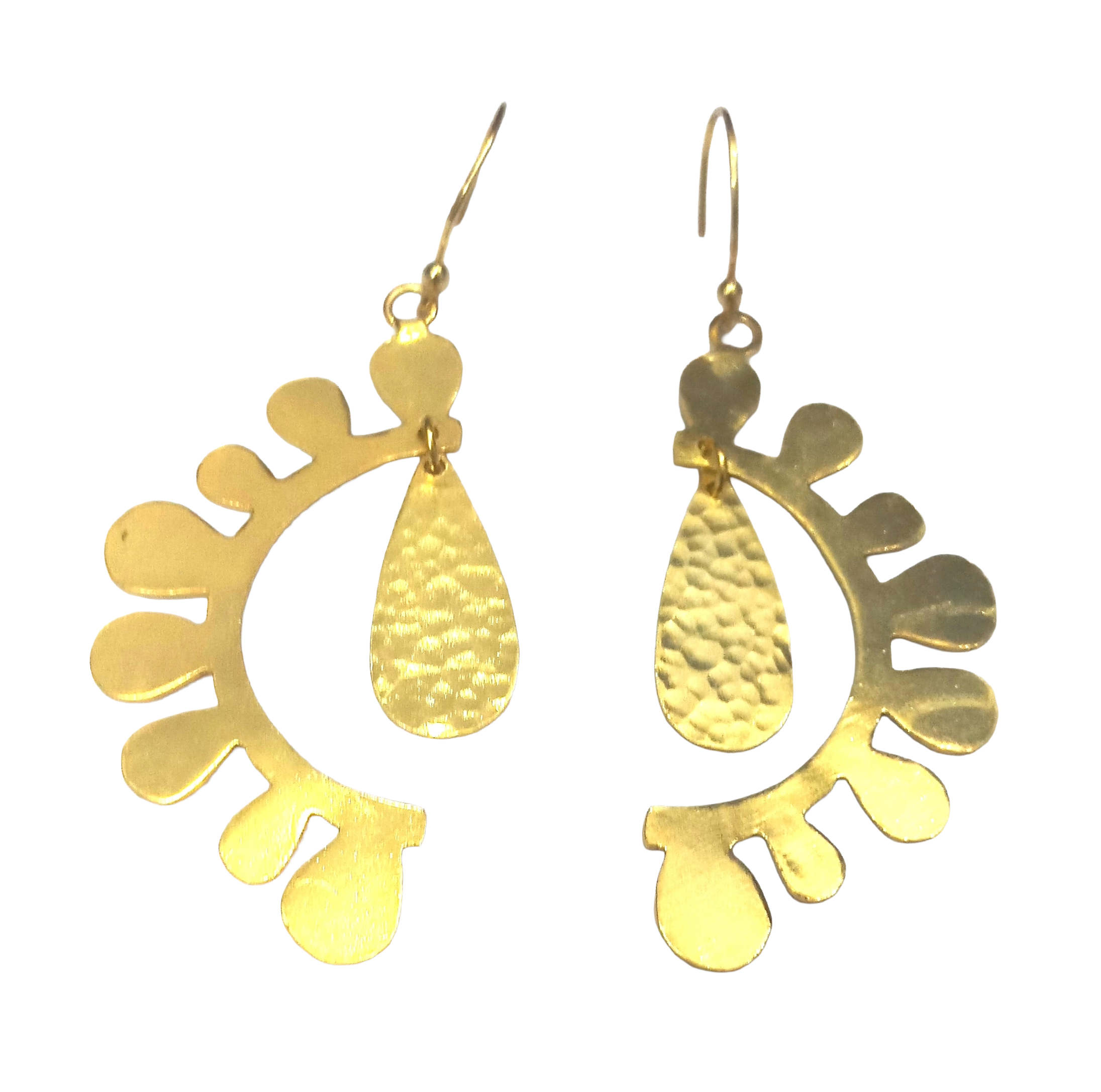 Handmade Gold Plated Plain Leaf Designer Dangle Drop Earrings for Women