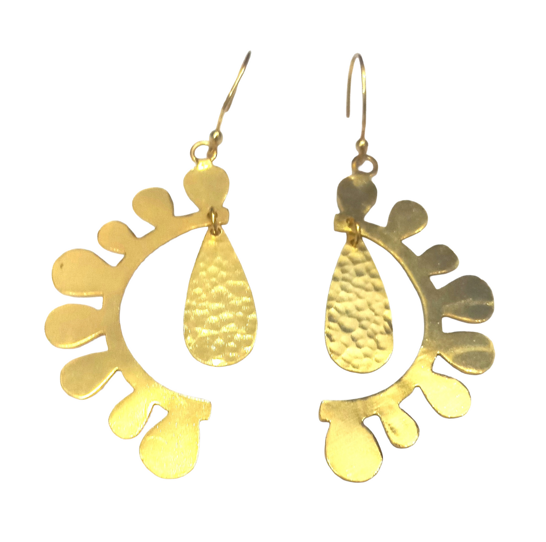 Handmade Gold Plated Plain Leaf Designer Dangle Drop Earrings for Women