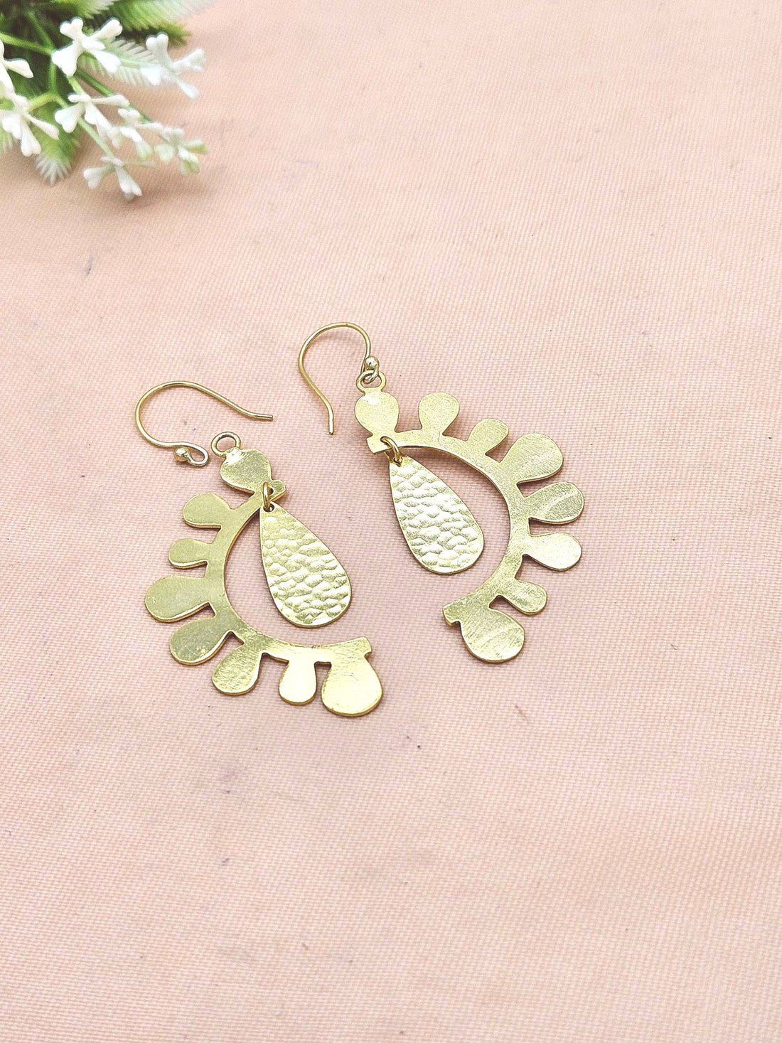 Handmade Gold Plated Plain Leaf Designer Dangle Drop Earrings for Women
