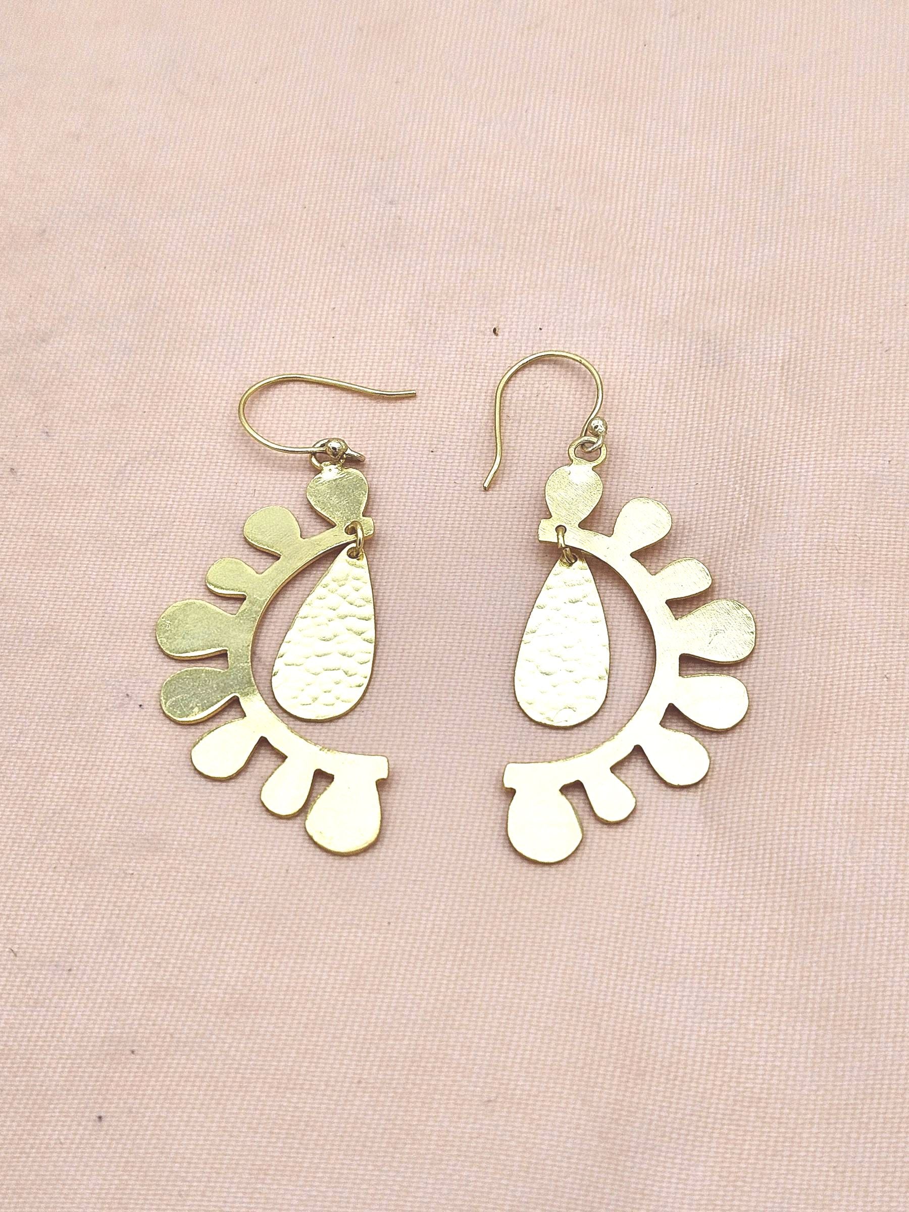 Handmade Gold Plated Plain Leaf Designer Dangle Drop Earrings for Women