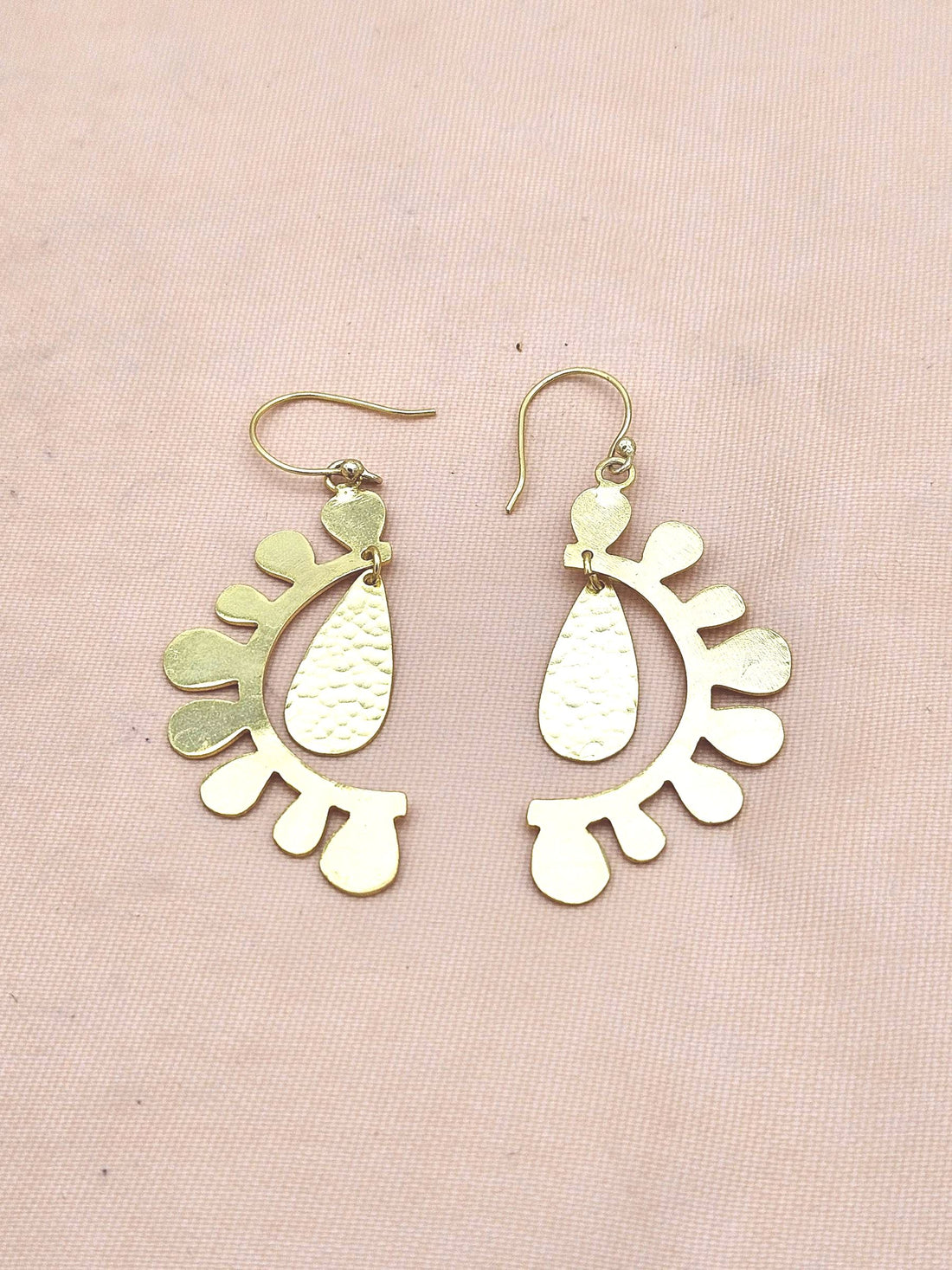 Handmade Gold Plated Plain Leaf Designer Dangle Drop Earrings for Women