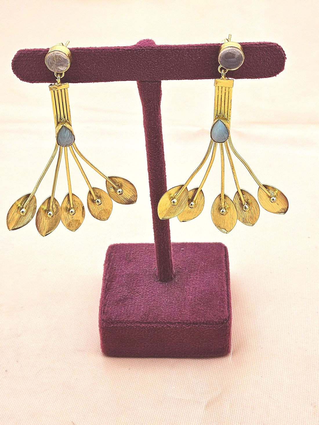 Handcrafted Rose Quartz & Amazonite Designer Drop Earrings – Gold Plated Jewelry