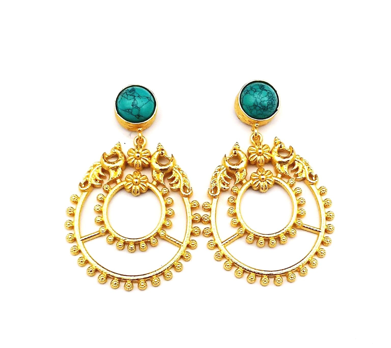 Contemporary Handmade Turquoise Stone Earrings – Elegant Designer Jewelry
