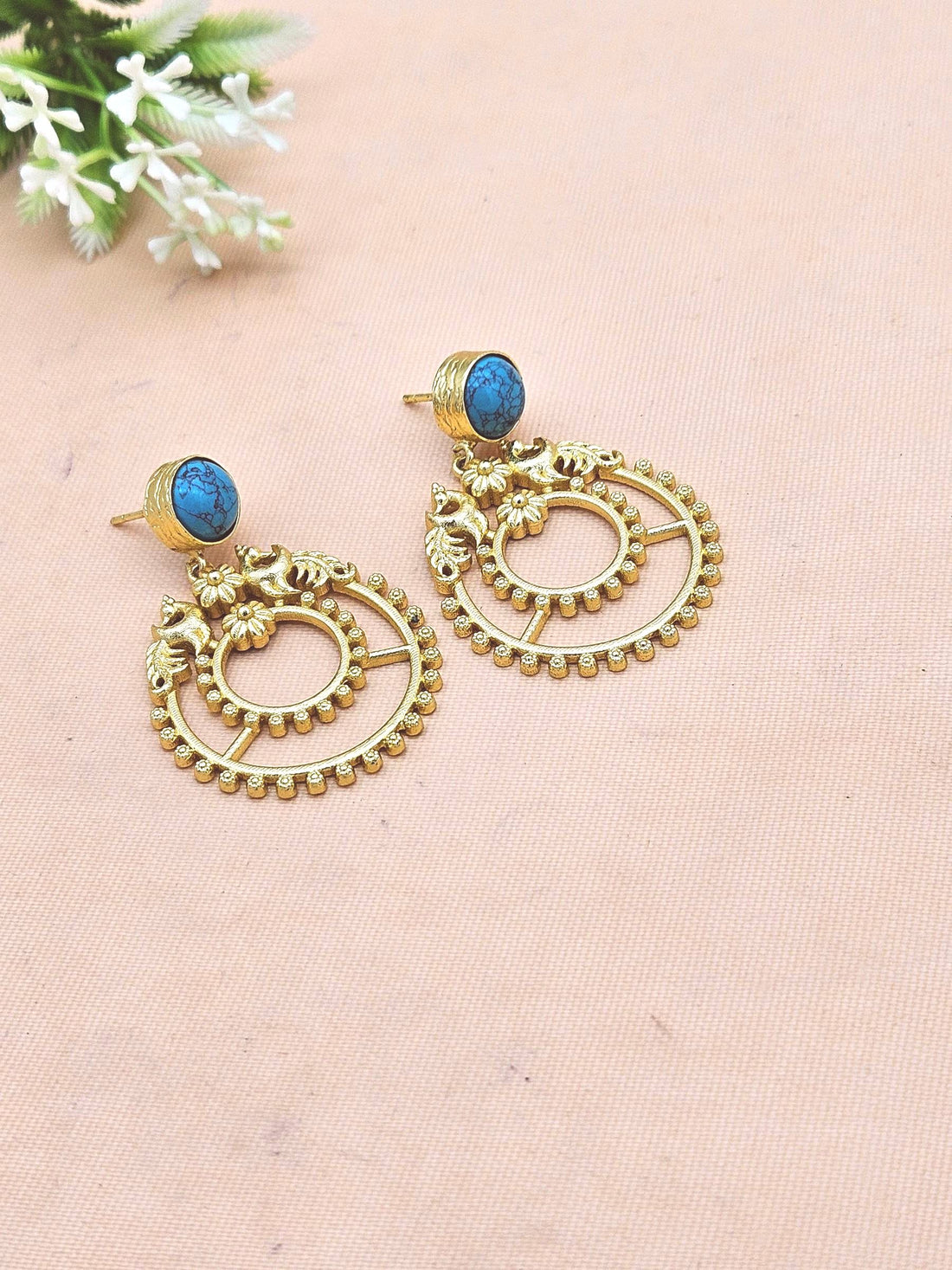 Contemporary Handmade Turquoise Stone Earrings – Elegant Designer Jewelry