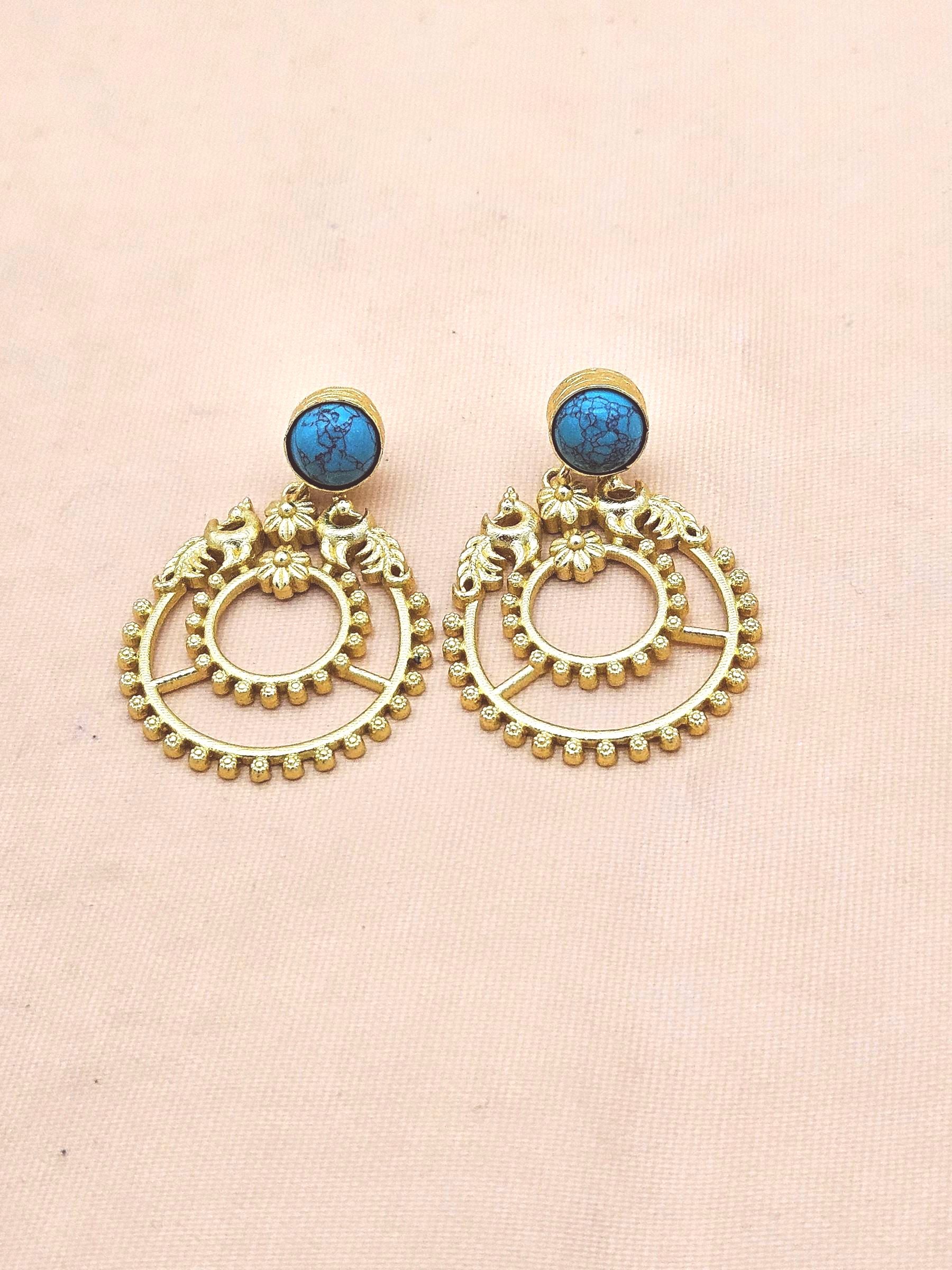 Contemporary Handmade Turquoise Stone Earrings – Elegant Designer Jewelry