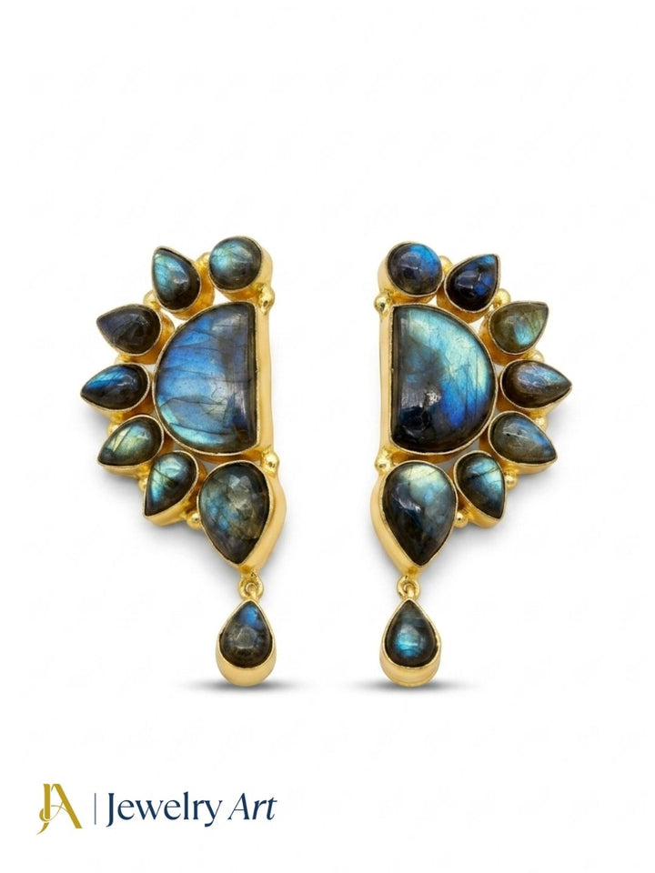 Contemporary Gold Plated Labradorite Multi Gemstone Party Wear Dangle Earrings