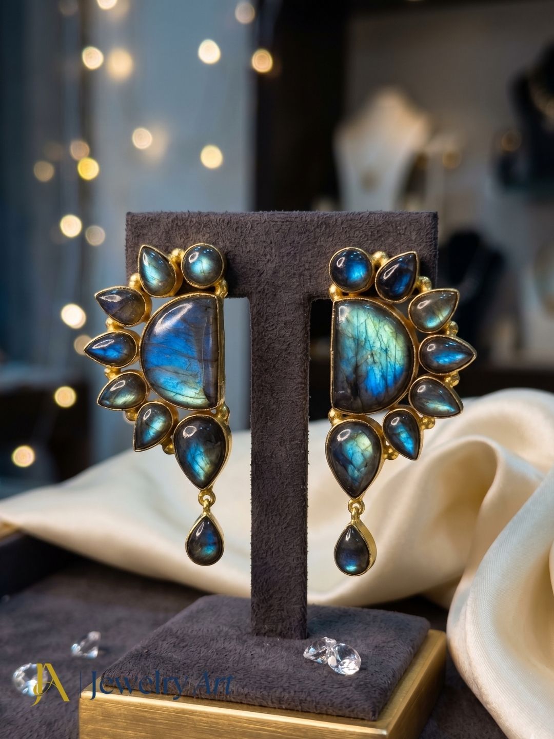 Contemporary Gold Plated Labradorite Multi Gemstone Party Wear Dangle Earrings