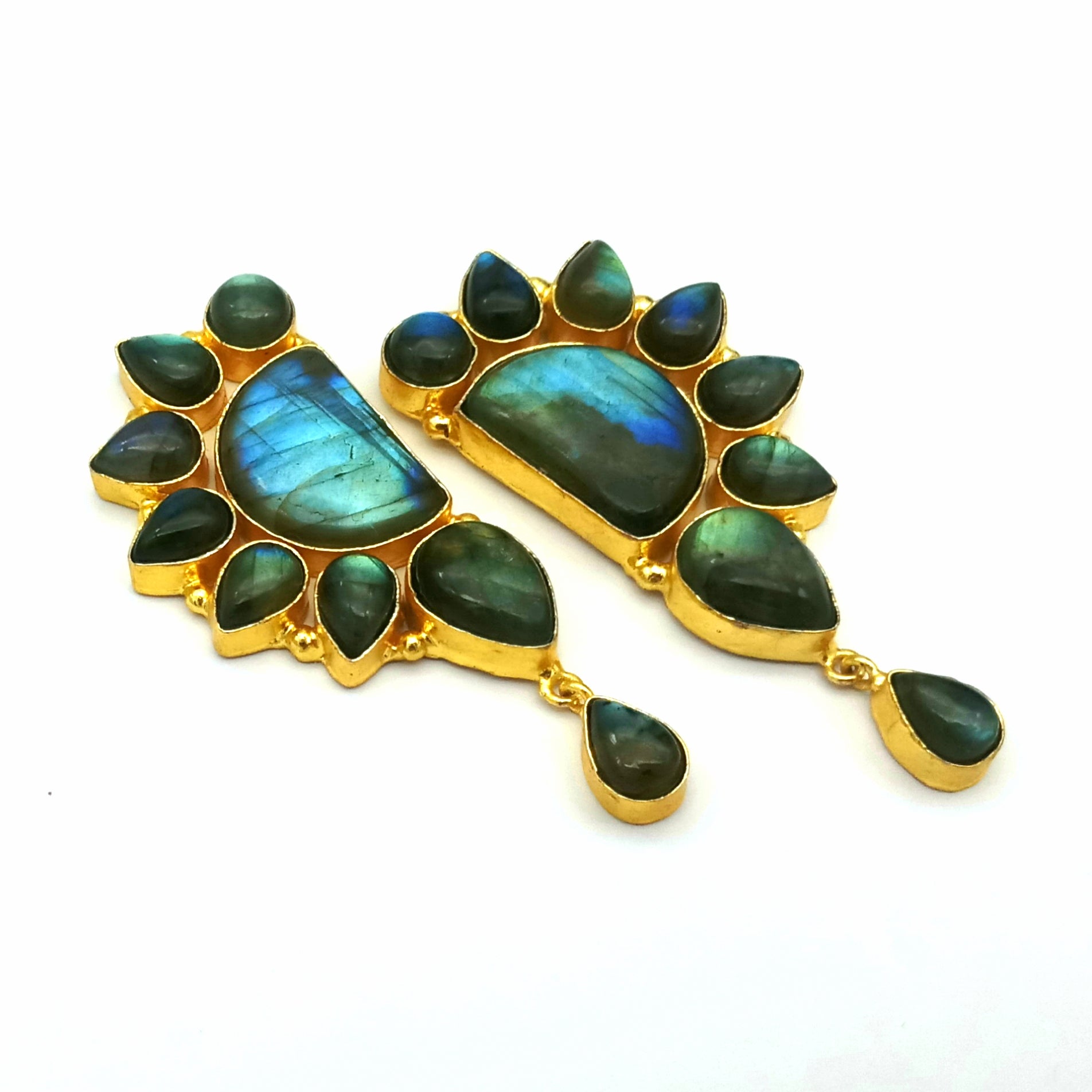 Contemporary Gold Plated Labradorite Multi Gemstone Party Wear Dangle Earrings