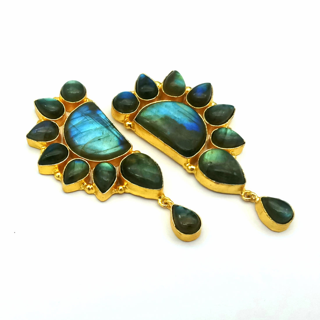 Contemporary Gold Plated Labradorite Multi Gemstone Party Wear Dangle Earrings