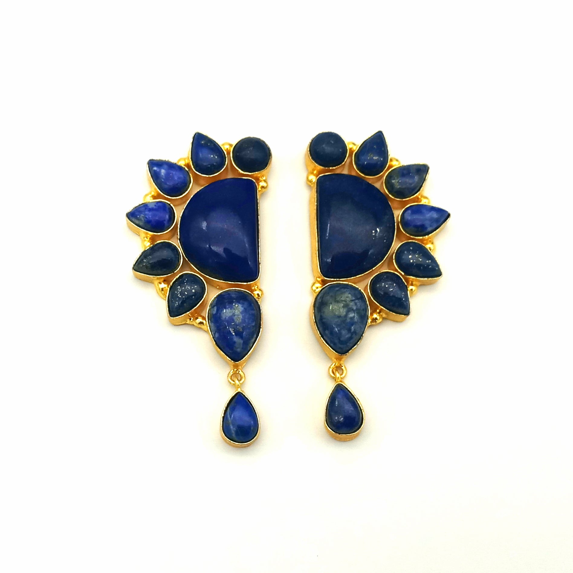 Stylish Gold Plated Lapis Multi Stone Designer Party Earrings for Women