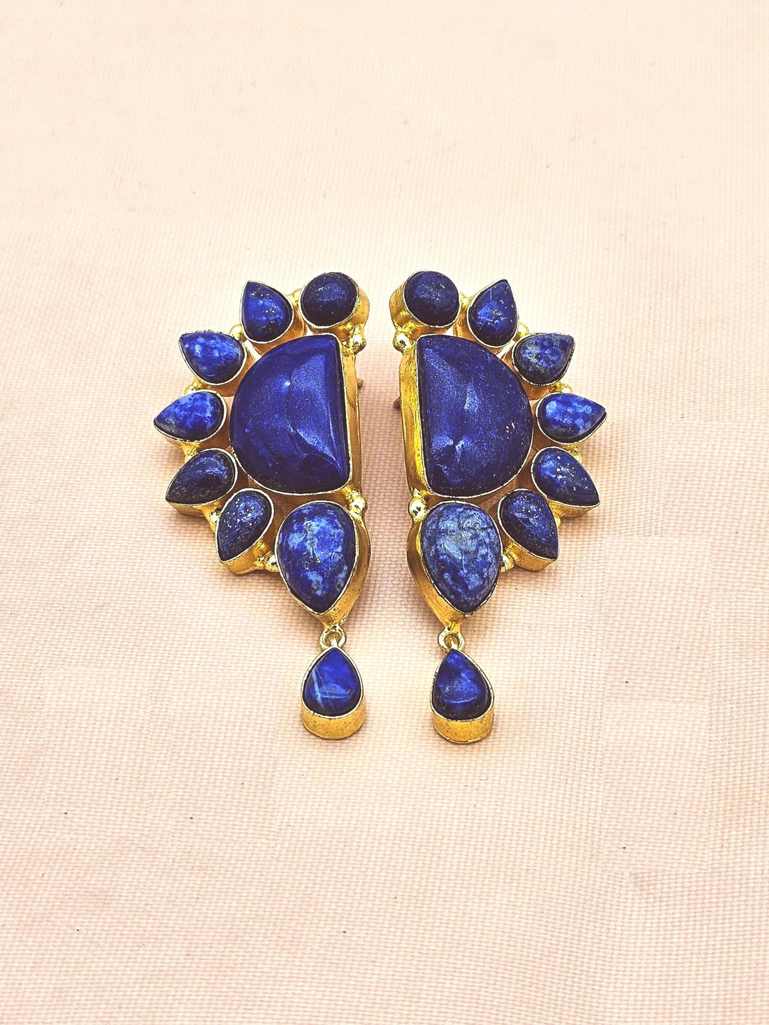 Stylish Gold Plated Lapis Multi Stone Designer Party Earrings for Women
