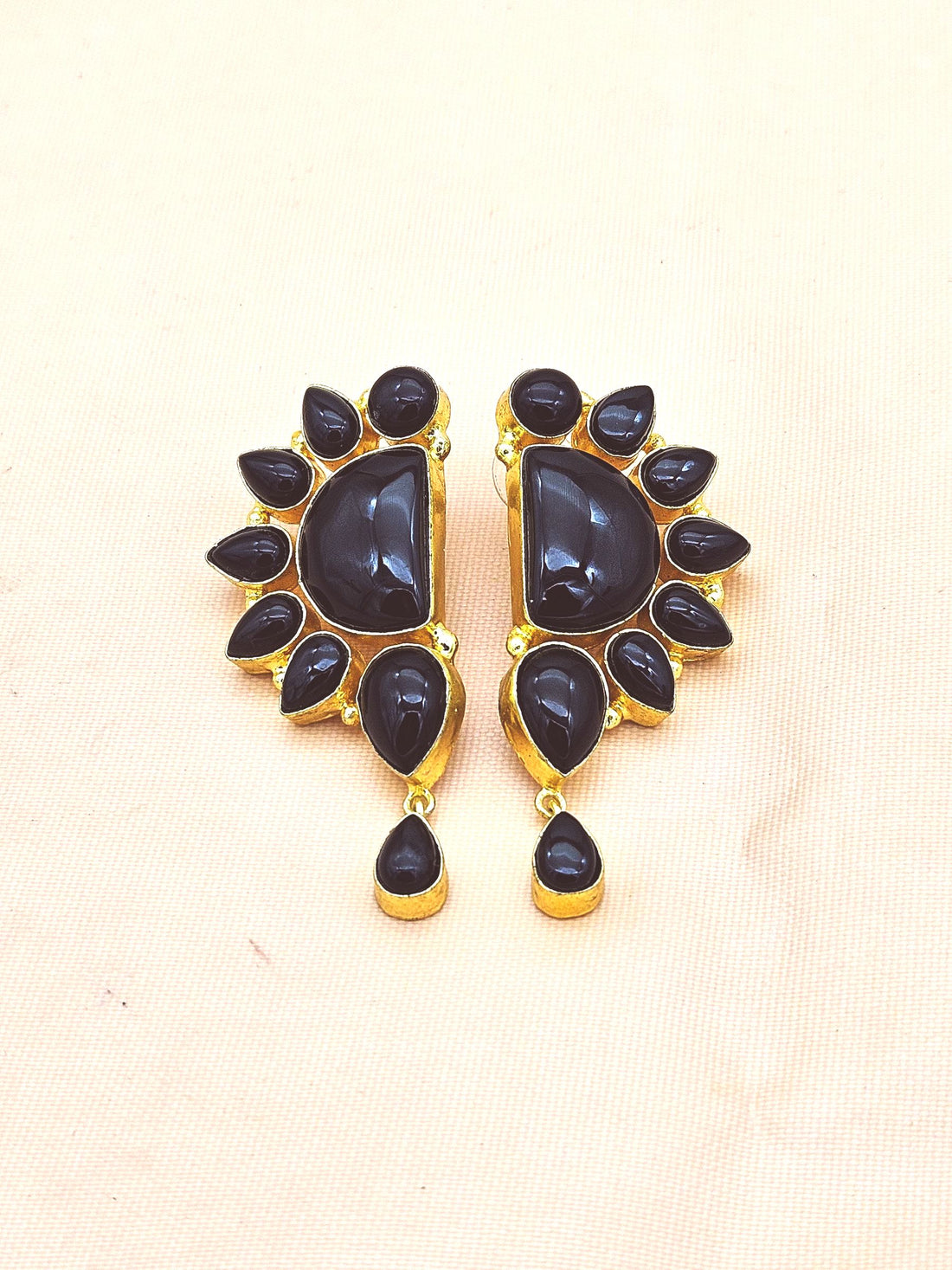 Premium Handcrafted Black Onyx Multi Gemstone Statement Dangle Earrings